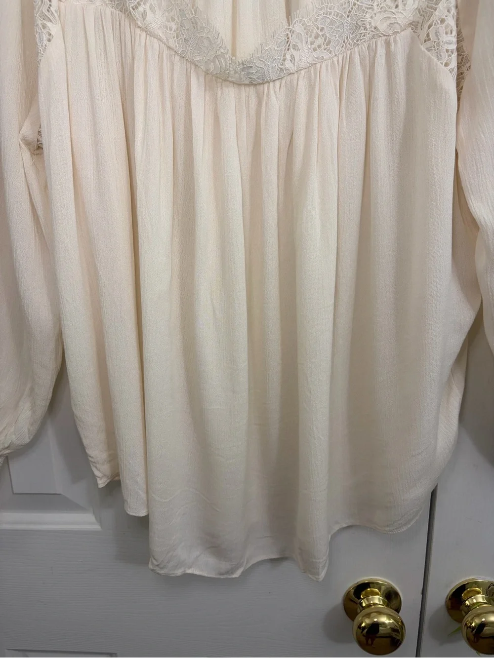 Free People Flutter By Lace Cream Boho Blouse Tunic XL